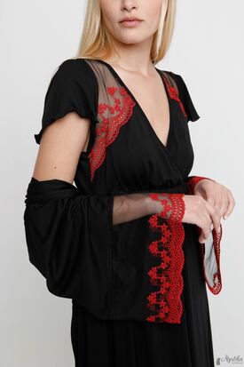 μαύρη-κόκκινη δαντέλα