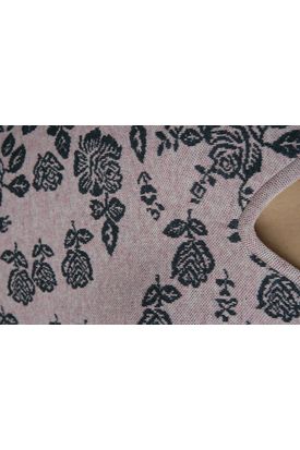 Ζεστό Πλεκτό Βαμβακερό Λιλά Με Γκρί Μεγάλο Λουλούδι